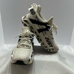 Stylish Just So So White and Black Athletic Shoes